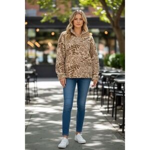 American Eagle Size M Oversize Sherpa Fleece Quarter Zip Cropped‎ Pullover